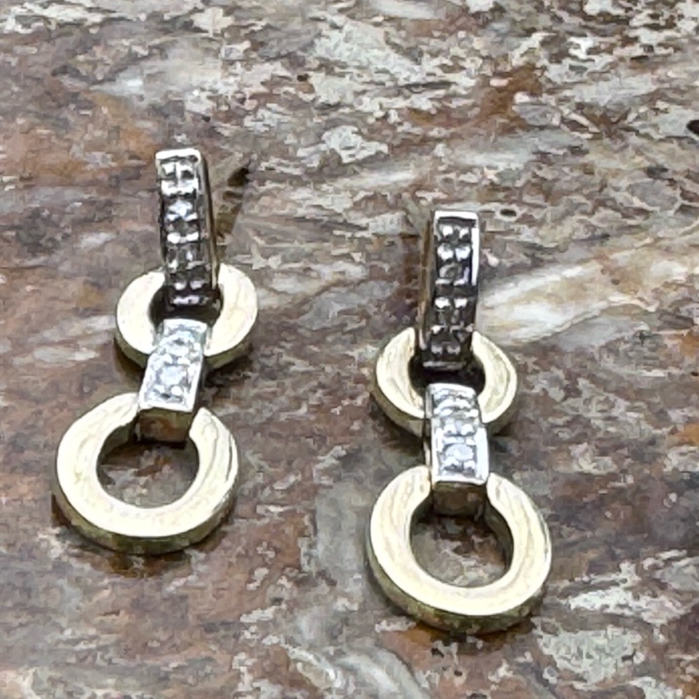 14K gold and diamond dangle earrings